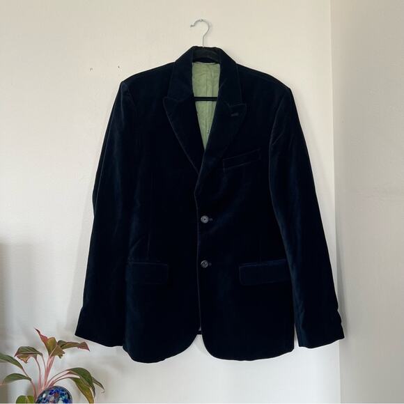 Ezra Fitch Navy Blue Velvet Blazer - Picture 1 of 9